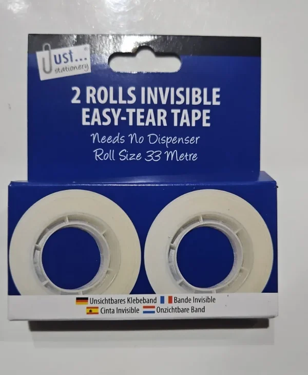 Premium Just stationery invisible easy-tear tape 33m pack of 2