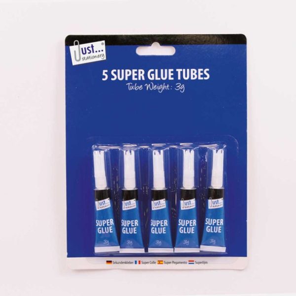 Premium Just stationery super glue tubes 3g pack of 5