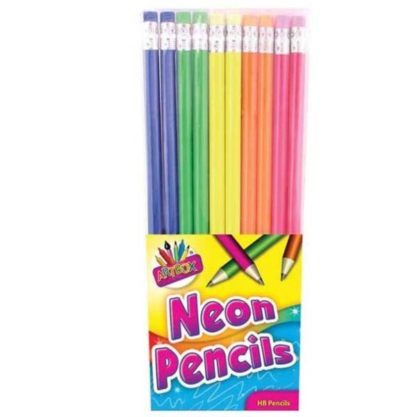 Premium Artbox neon hb pencils eraser tips pack of 10