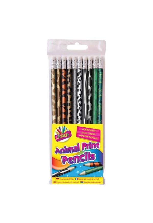 Premium Artbox eraser-tipped animal print hb pencils pack of 10