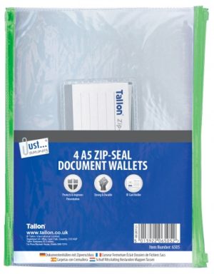 Just Stationery A5 Zip-Seal Document Wallets Pack Of 4