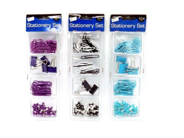 Premium Just stationery mixed clips & pins stationery set 104pc