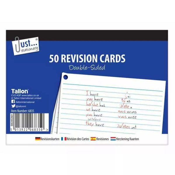 Premium Just stationery double-sided revision cards pack of 50