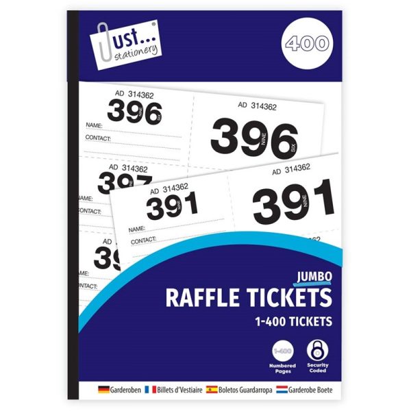 Premium Just stationery jumbo numbered 1-400 raffle tickets