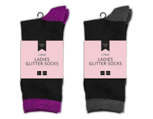 Farley Mill Ladies' Size 4-7 Glitter Lurex Socks PACK OF 2