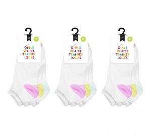 Farley Mill Size 9-12 Girls' White Trainer Socks PACK OF 3