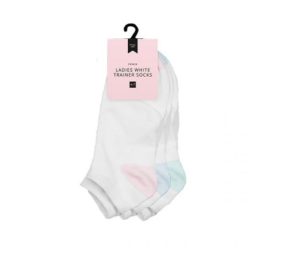 Farley Mill Size 4-7 Ladies White Trainer Socks PACK OF 3