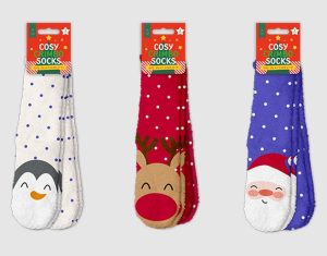 Farley Mill UK 4-7 Cosy Printed Gripper Christmas Socks Pack Of 2