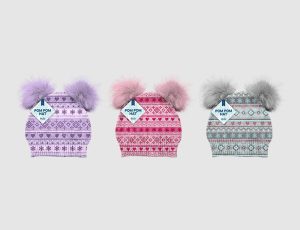 Farley Mill Girls Lurex Fluffy Pom Pom Trim Hat