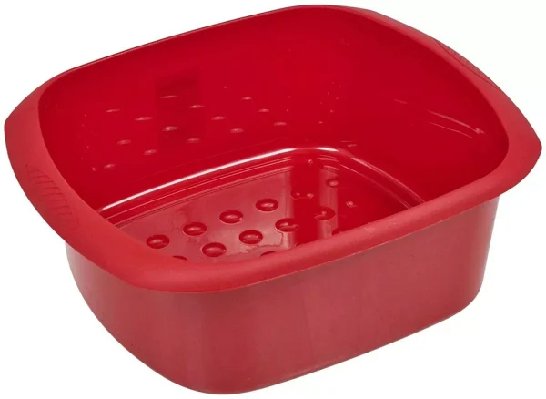 Premium Rectangular washing up bowl glitter red 11l