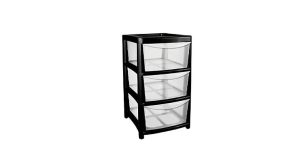 Black 4 Tier Mini Tower Drawer Unit
