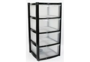Large 4 Drawer Tower With Feet Black