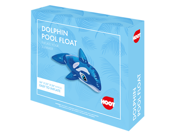 Premium Hoot inflatable dolphin pool float 56" x 32" x 24