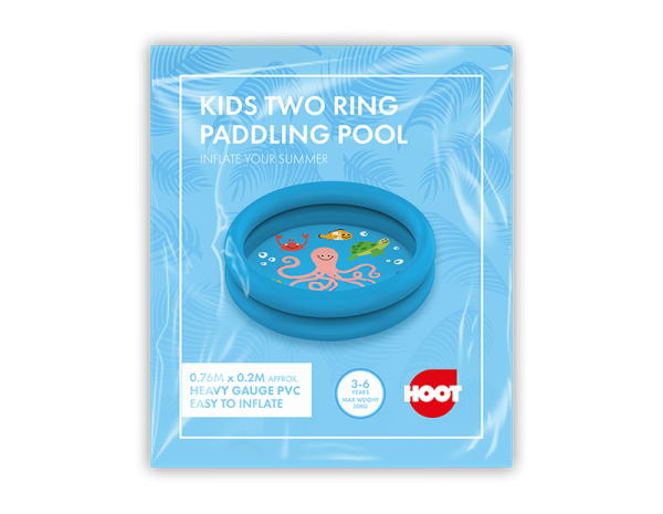 Premium Hoot kids two-ring sea animal paddling pool 76cm x 20cm