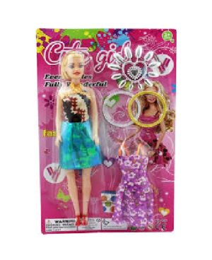 Cute Girl 11" Doll + Dress & Accessories - Mixed Designs (35cm X 21cm)