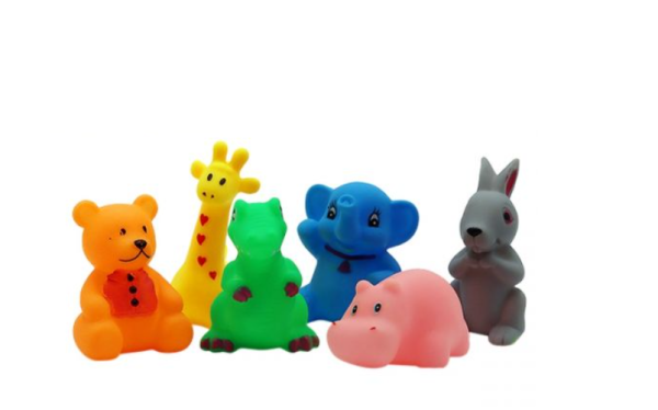 Premium Rubber squeaky animals 6pc