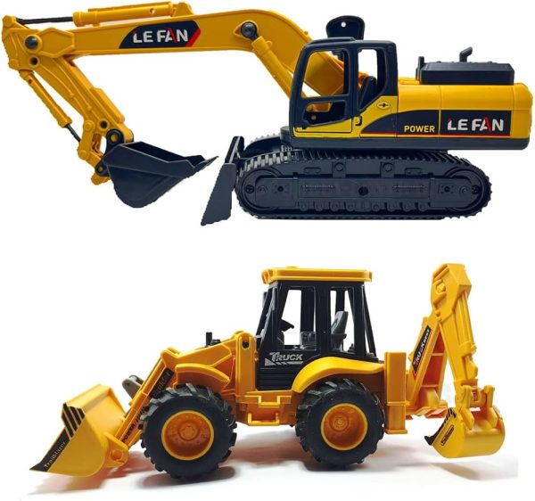 Premium 1:55 scale large 360° excavator digger trucks 6pc