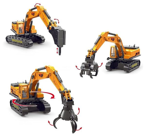 Premium 1:55 scale large 360° excavator digger trucks 6pc