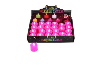 LED Smokeless Candles Pink CDU 24pc