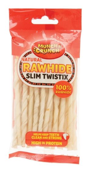 Munch & Crunch Natural Rawhide Slim Twistix Dog Treats 80G