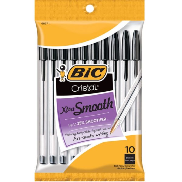 Premium Bic xtra smooth black ballpoint pens pack of 10