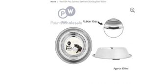 World Of Pets Stainless Steel Anti-Skid Dog Bowl 850ml