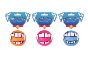 World Of Pets Vinyl Squeaky Teeth Dog Ball Toy