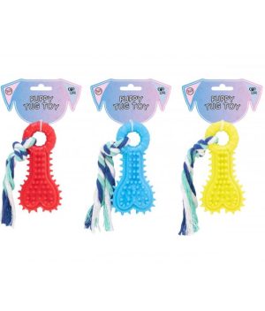 World Of Pets Small Dog & Puppy Spiky Rubber Rope Tug Dog