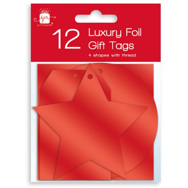 Premium Giftmaker luxury foil red christmas gift tags pack of 12