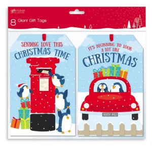 Giftmaker Giant Penguin Christmas Gift Tags Assorted Pack of 8