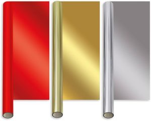 Giftmaker Christmas Plain Foil Gift Wrap 1.5m 3 Colours 50pc