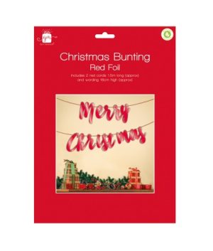 Giftmaker Red Foil Christmas Bunting 1.5m