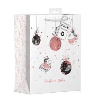 Giftmaker Christmas Rose Baubles Gift Bag Medium