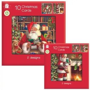 Giftmaker Square Santa Christmas Cards Pack Of 10 CDU