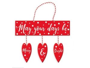 Giftmaker Christmas 3 Hanging Hearts Plaque