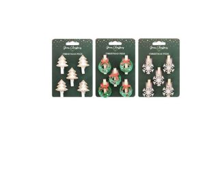 Christmas Wood Present Topper Pegs Pack Of 5