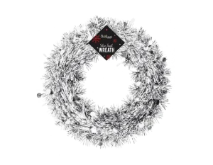 Christmas Silver Tinsel Wreath 28cm