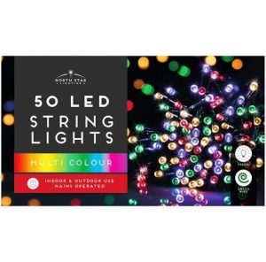 Christmas Multicoloured 50 LED String Lights 4.5m