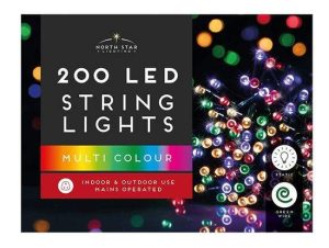 Christmas Multicoloured 200 LED String Lights 14.4m