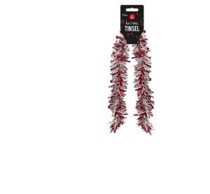 Christmas Red & White Tinsel 2m