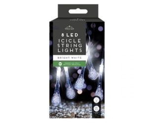 Christmas 8 LED Icicle Bright White String Lights