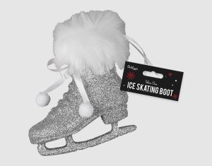 Christmas Silver Ice Skating Boot Decoration 13cm