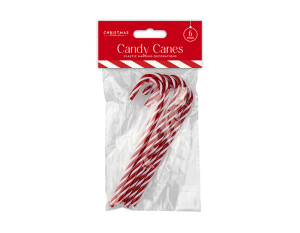 Christmas Plastic Candy Cane Decorations 15cm pack Of 6
