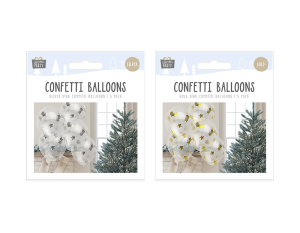 Christmas Gold & Silver Star Confetti Balloons Pack Of 5