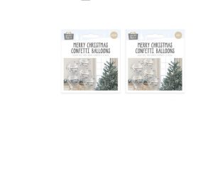 Merry Christmas Silver & Gold Confetti Balloons Pack Of 5
