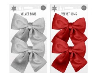 Christmas Velvet Bows 15cm Pack Of 2