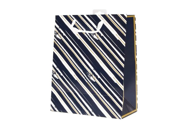 Premium Blue & gold stripes gift bag xl