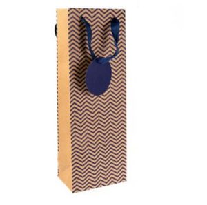 Blue & Gold Stripes Gift Bag Bottle