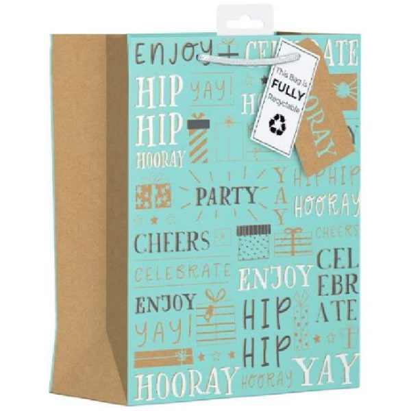 Premium Giftmaker hooray celebrate kraft text gift bag large