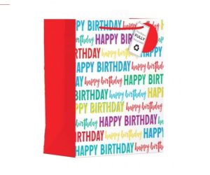 Giftmaker Fun Happy Birthday Text Gift Bag Large